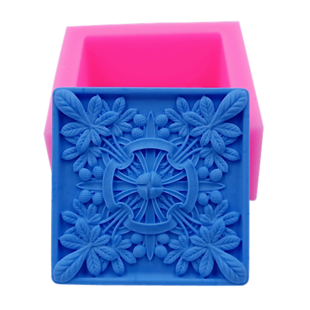 Soap Making Instructions - 天然石鹸作りのための正方形のデザイン石鹸金型花シリコーン型