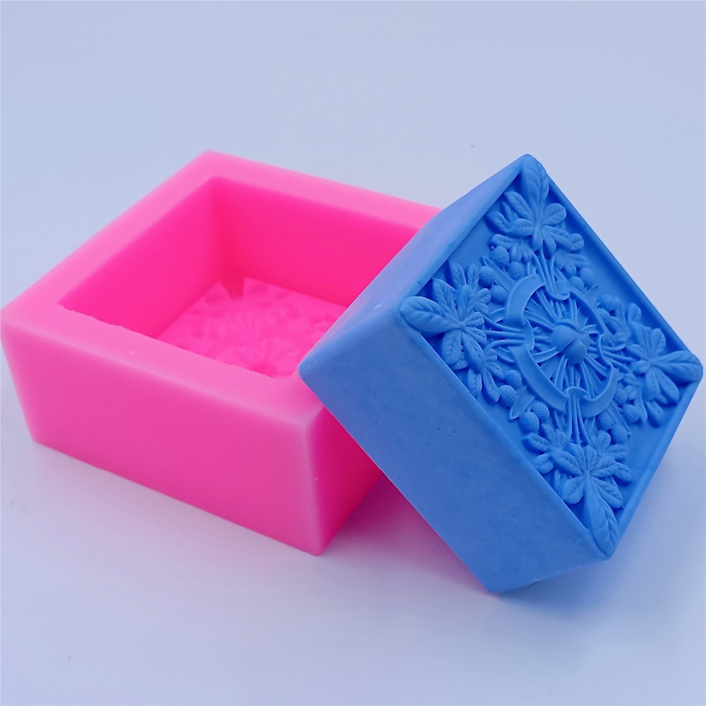 天然石鹸作りのための正方形のデザイン石鹸金型花シリコーン型 - Soap Making Instructions のレビューと価格